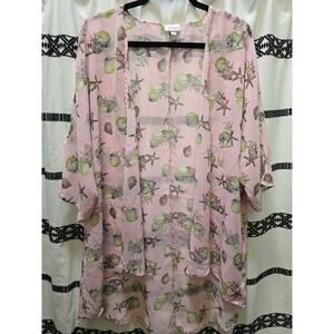 LuLaRoe light pink sheer beach sea shells swim cover up medium